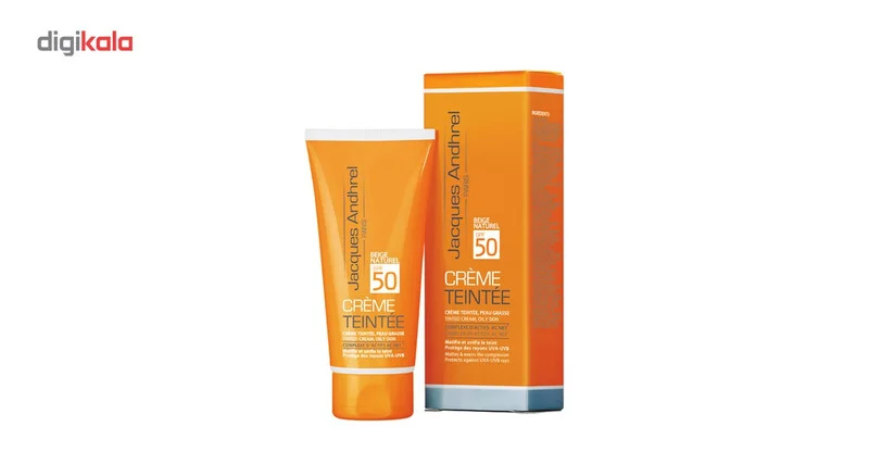 کرم ضد آفتاب رنگی ژاک آندرل پاریس SPF50 مدل TINTED مناسب پوست های چرب حجم 50 میلی لیتر