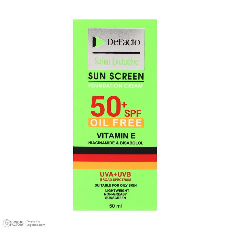کرم ضد آفتاب رنگی دیفکتو SPF 50 مدل 03 ‌مناسب برای پوست‌های چرب حجم 50 میلی‌لیتر
