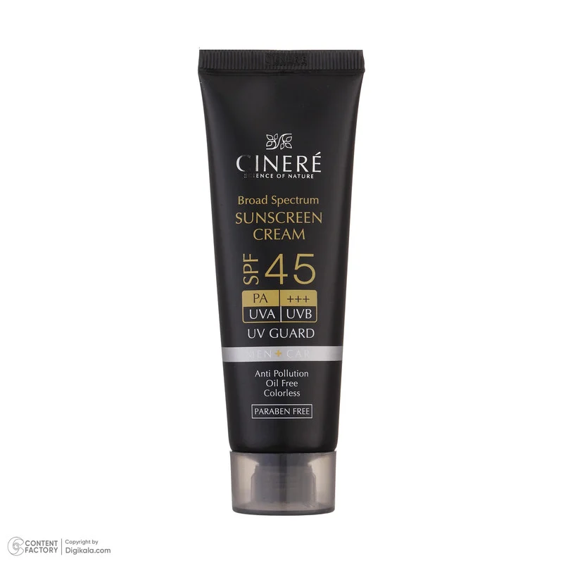 کرم ضدآفتاب آقايان SPF45 سینره، حجم 50 میلی‌لیتر