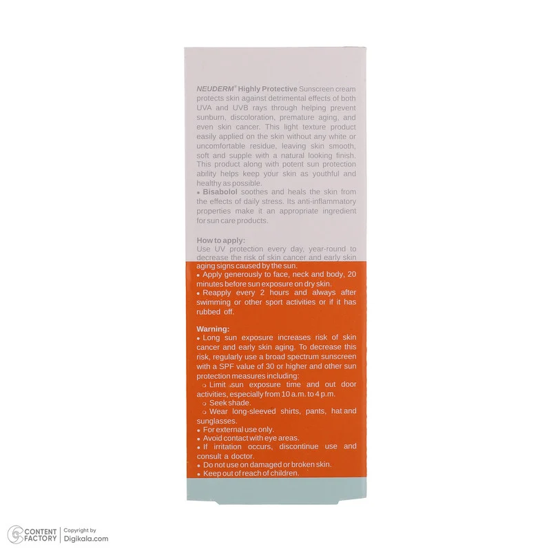 کرم ضدآفتاب نئودرم مدل Highly Protective SPF50، حجم 50 میلی‌لیتر