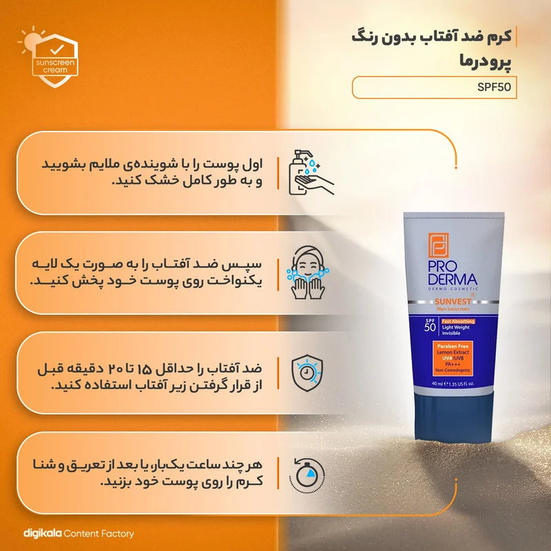 کرم ضدآفتاب مخصوص آقایان پرودرما مدل MEN، حجم 40 میلی‌لیتر