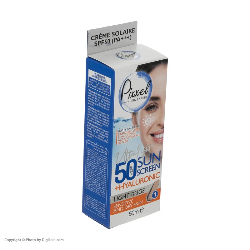 کرم ضدآفتاب رنگی پیکسل +SPF50 مدل LIGHT BEIGE، مناسب پوست‌های حساس و خشک، حجم 50 میلی‌لیتر