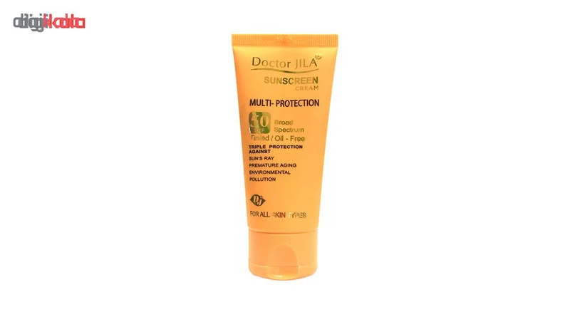 کرم ضد آفتاب بدون رنگ دکتر ژیلا SPF50 مدل multi-protection محافظ UVB، مرطوبکننده، مناسب انواع پوست حجم 50 گرم