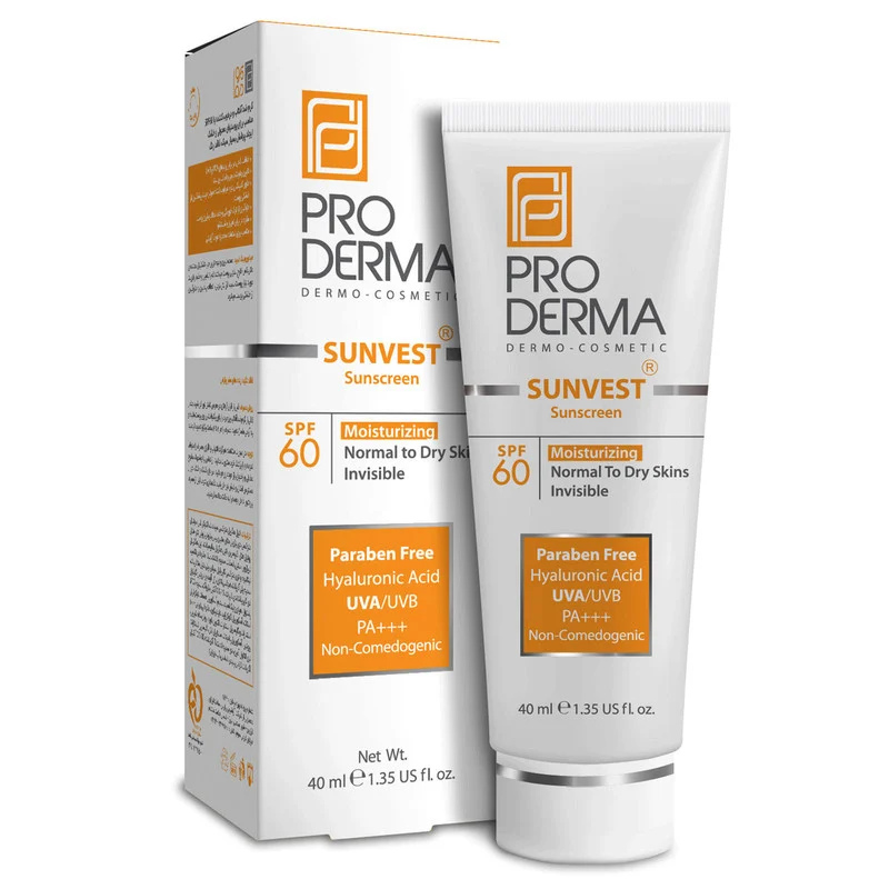 کرم ضدآفتاب و مرطوب‌کننده پرودرما مدل SPF60، حجم 40 میلی‌لیتر