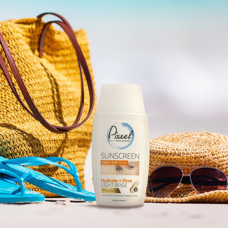 کرم ضدآفتاب رنگی دور چشم و صورت پیکسل SPF35 مدل Physical، حاوی محافظ UVA ،++PA و UVB، ضد پیری، مرطوب‌کننده، مناسب انواع پوست حجم 50 میلی‌لیتر
