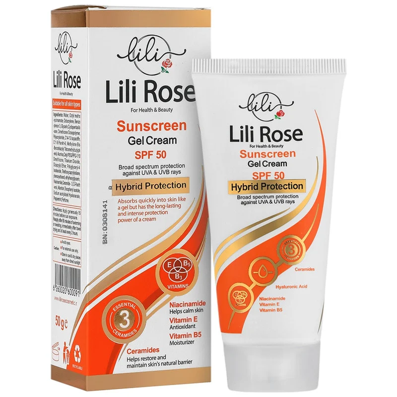 کرم ضد آفتاب بدون رنگ لی لی رز SPF 50 مدل 01 محافظ UVA ،UVB و PA+++، ضد حساسیت، ضد چروک و ضد پیری، مناسب انواع پوست حجم 50 میلی لیتر