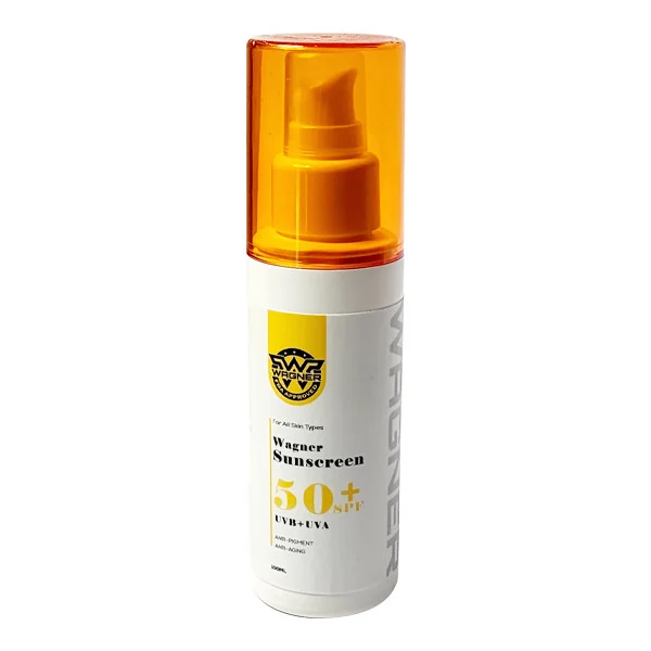 کرم ضد آفتاب بی‌رنگ صورت و گردن وگنر SPF 50 مدل ضدلک UVB/UVA ‌مناسب برای انواع پوست حجم 100 میلی‌لیتر