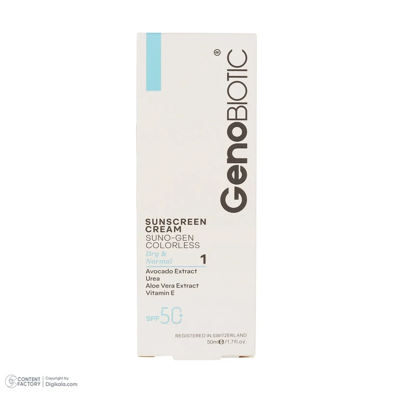کرم ضد آفتاب بی‌رنگ صورت و بدن ژنوبایوتیک SPF 45 مدل SUNOGEN ‌محافظ UVA ،UVB، مناسب پوست‌های خشک و معمولی حجم 40 میلی‌لیتر