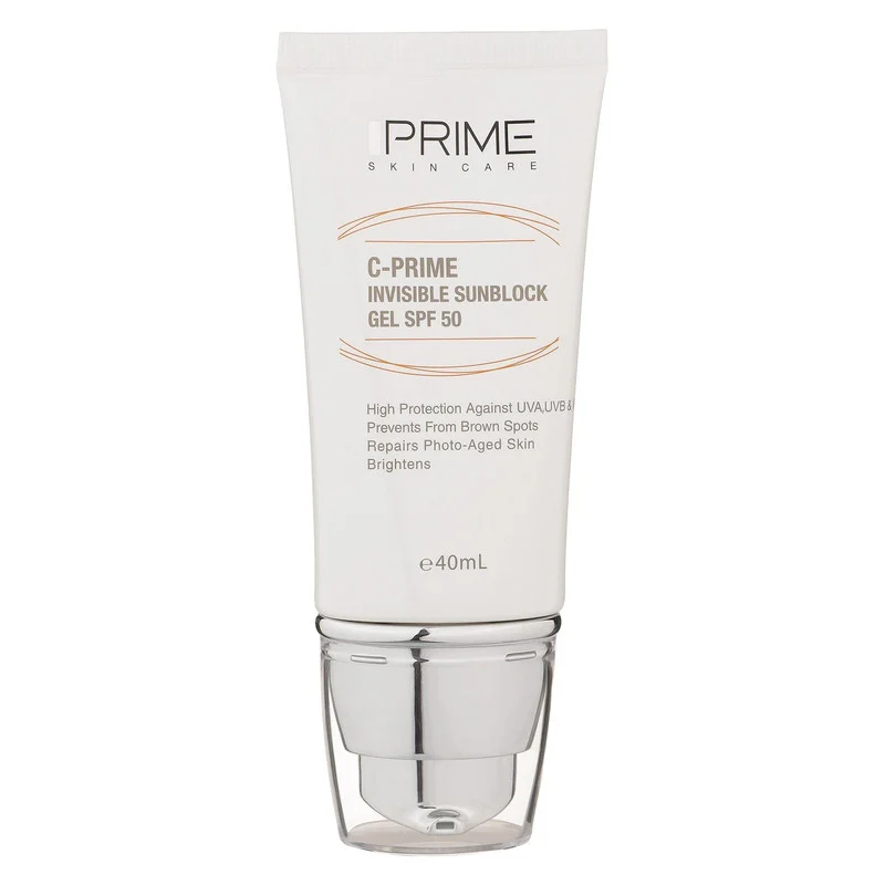 ژل ضدآفتاب بی‌رنگ پرایم SPF50 مدل C-Prime مناسب برای انواع پوست، حجم 40 میلی‌لیتر