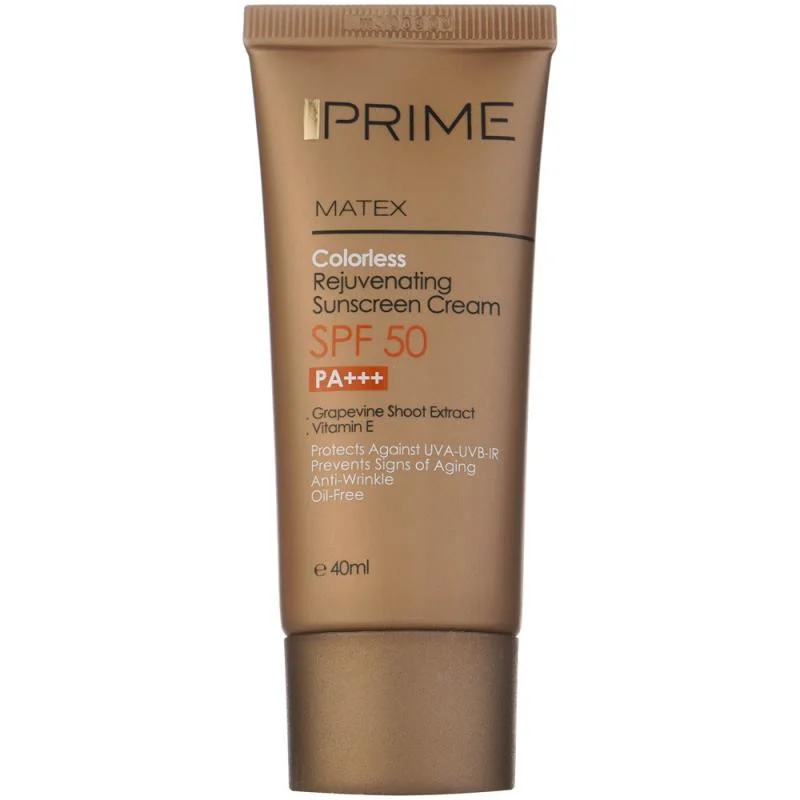کرم ضدآفتاب بدون رنگ پرایم مدل Anti Aging SPF50، حجم 40 میلی‌لیتر