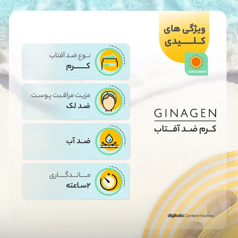 کرم ضدآفتاب ژیناژن سری dry to normal skin مدل 02، حجم 50 میلی‌لیتر