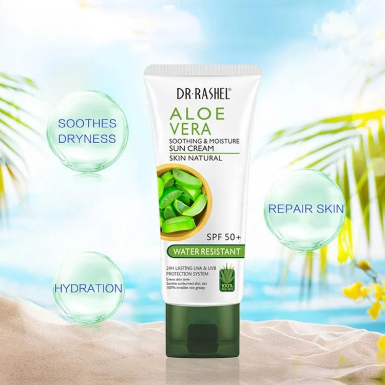 کرم ضد آفتاب بدون رنگ دکتر راشل SPF 50 مدل Aloevera مناسب انواع پوست حجم 60 میلیلیتر