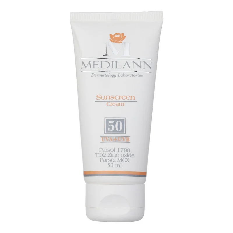 کرم ضد آفتاب رنگی مدیلن SPF 50 مدل Parsol MCX ‌مناسب پوست‌های خشک و معمولی حجم 50 میلی‌لیتر