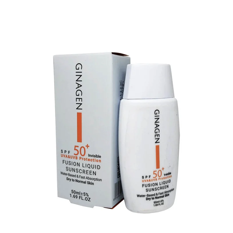 کرم ضد آفتاب بدون رنگ ژیناژن SPF 50 مدل 00 مناسب پوستهای خشک و معمولی حجم 50 میلیلیتر