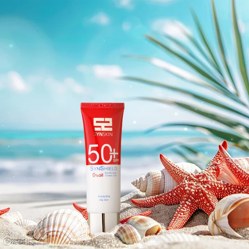 فلوئید ضدآفتاب بدون رنگ ساین اسکین SPF50 مدل SYN SHIELD، مناسب پوست‌های چرب، حجم 50 میلی‌لیتر
