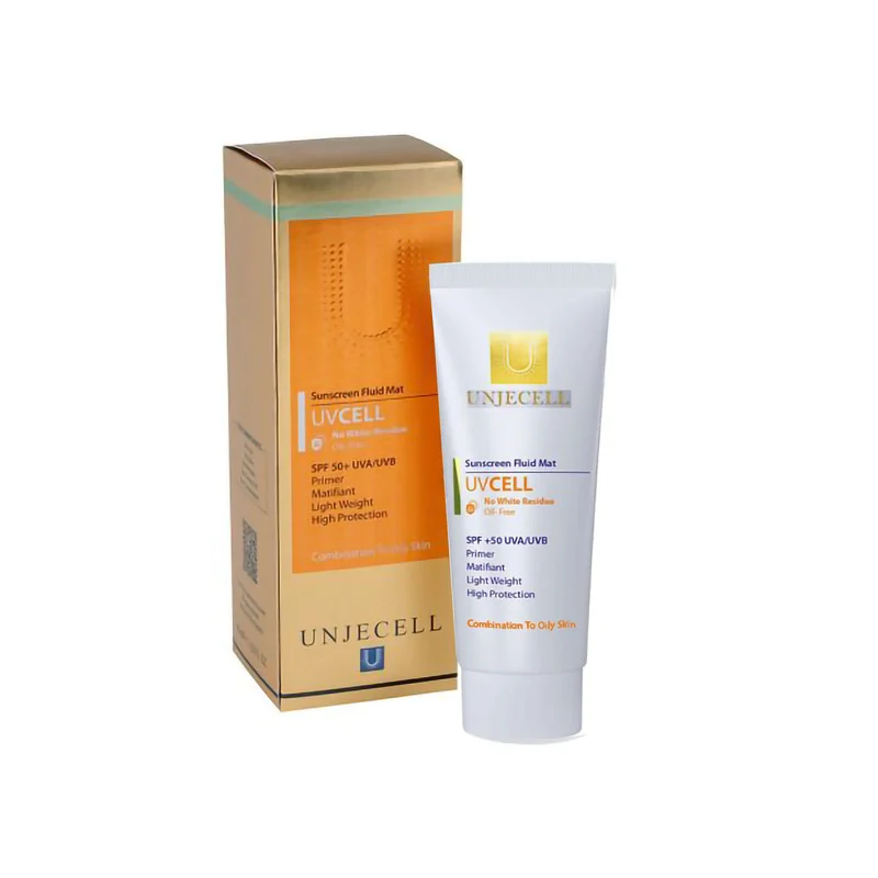 کرم ضد آفتاب بی رنگ آنژسل SPF50 مدل UVCELL مناسب پوست چرب حجم 40 میلی لیتر