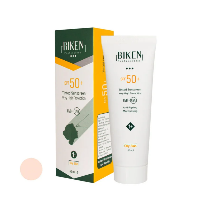 کرم ضدآفتاب رنگی بیکن +SPF50 شماره +1، مناسب پوست‌های چرب، حجم 50 میلی‌لیتر