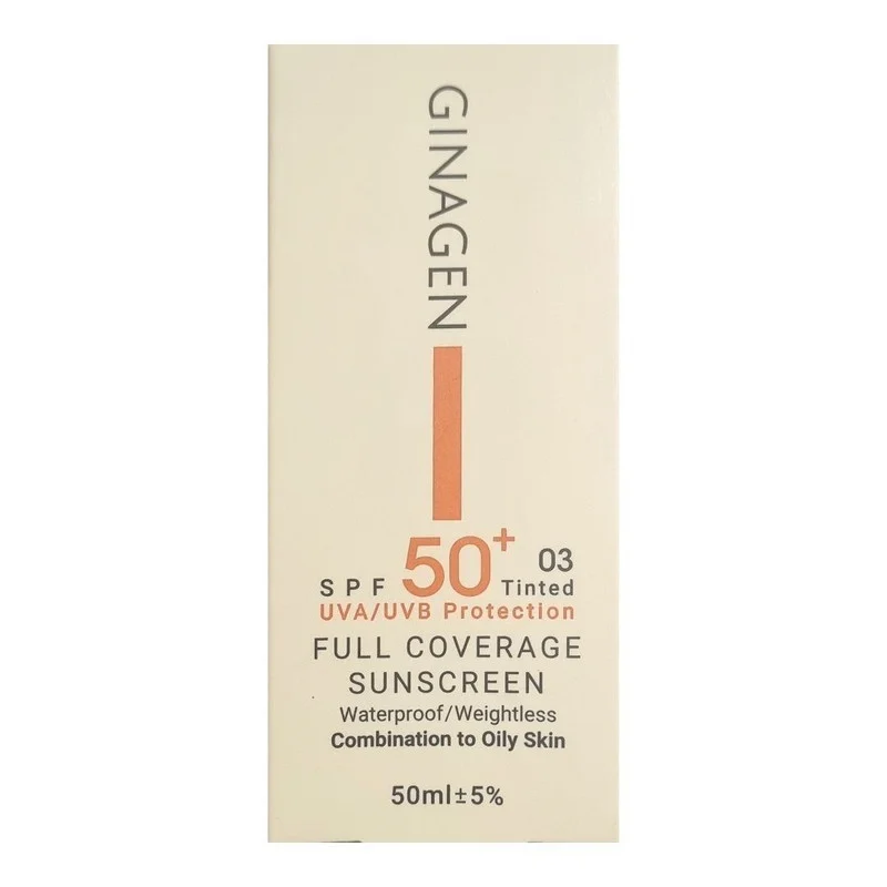 کرم ضد آفتاب رنگی ژیناژن SPF 50 مدل 03 ‌مناسب پوست‌های چرب حجم 50 میلی‌لیتر