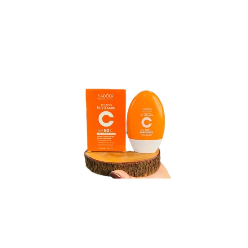 کرم ضد آفتاب بی‌رنگ دست، صورت سادور SPF 50 مدل Vitamin C ×5 ‌، محافظ +++UVA،UVB،PA، مناسب برای انواع پوست حجم ۵۰ میلی‌لیتر