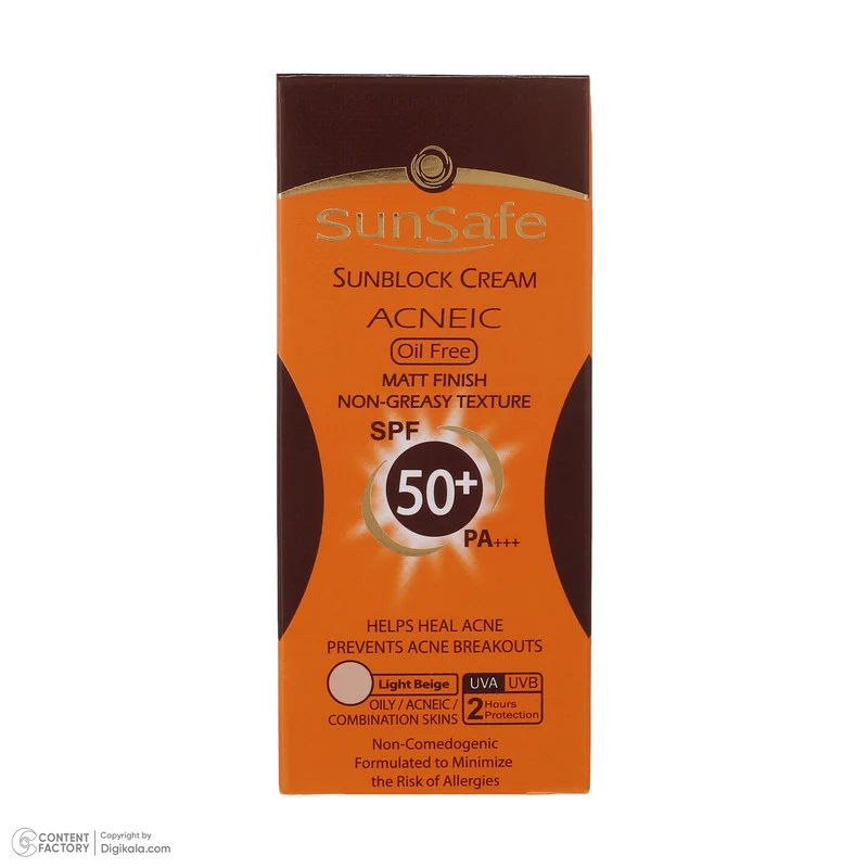 کرم ضد آفتاب رنگی سان سیف SPF 50 مدل ACNEIC-02 مناسب پوستهای چرب و آکنه ای حجم 50 میلی لیتر