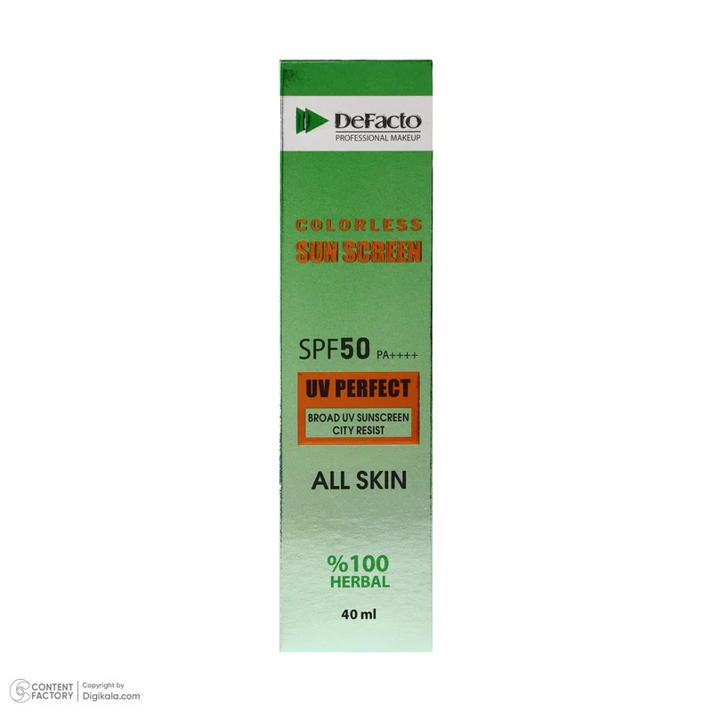 کرم ضد آفتاب بی‌رنگ دیفکتو SPF 50 مدل professional ‌مناسب برای انواع پوست‌ حجم 40 میلی‌لیتر