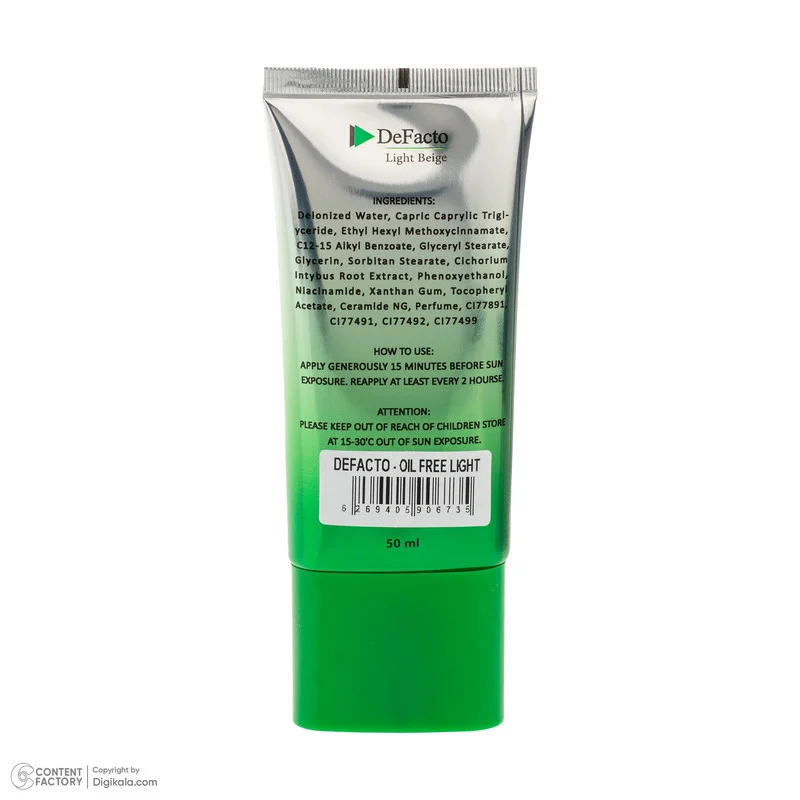 کرم ضد آفتاب رنگی صورت دیفکتو SPF 50 مدل LB ‌محافظ در برابر اشعه UVA،UVB مناسب برای پوست‌ چرب حجم 50 میلی‌لیتر