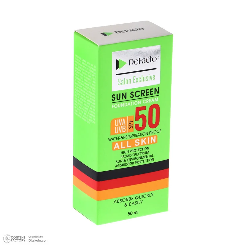 کرم ضد آفتاب رنگی دیفکتو SPF 50 مدل 02 ‌مناسب برای انواع پوست حجم 50 میلی‌لیتر