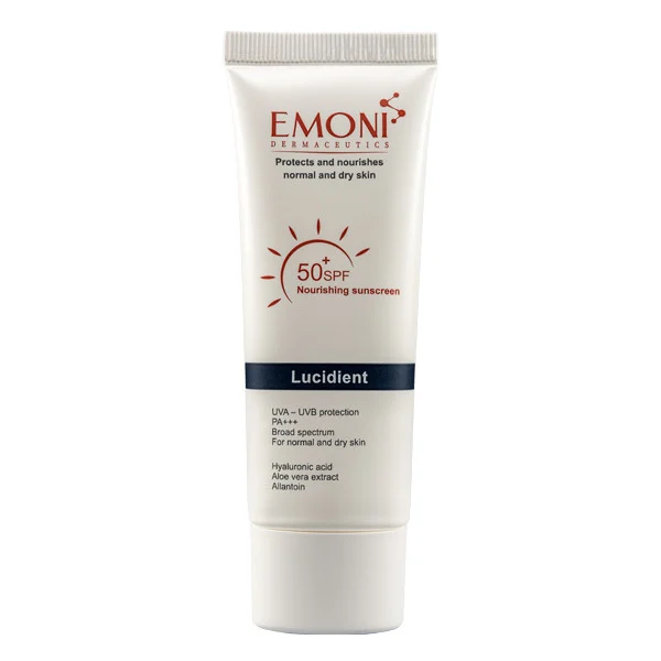 کرم ضد آفتاب بدون رنگ امونی درماسیوتیکس SPF 50 مدل لوسیدنت ‌مناسب پوست نرمال تا خشک حجم 50 میلی‌لیتر